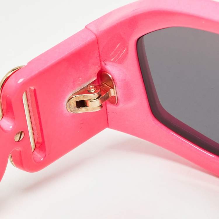 Pre Owned Versace Pink/Black MOD 4361 Medusa Biggie Rectangular Sunglasses