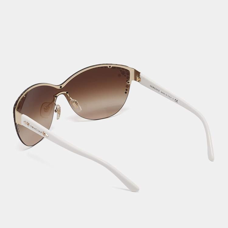 Pre Owned Versace Brown/White Gradient MOD.2152 Studded Cat Eye Sunglasses