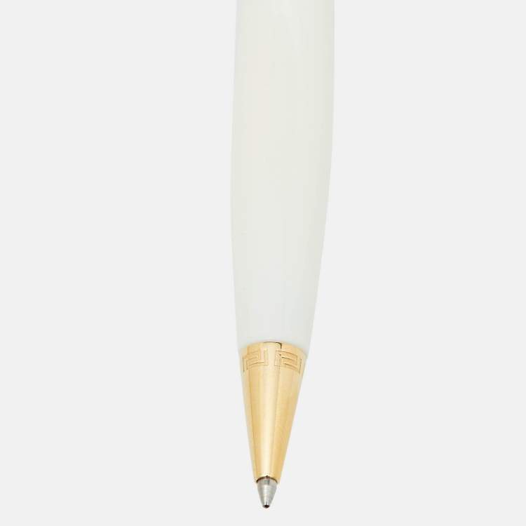 Pre Owned Versace Medusa Gold Tone White Ballpoint Pen