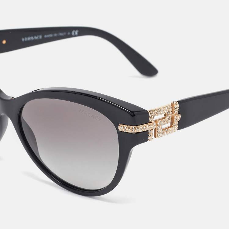 Pre Owned Versace Black Gradient MOD. 4283-B Crystals Cat Eye Sunglasses