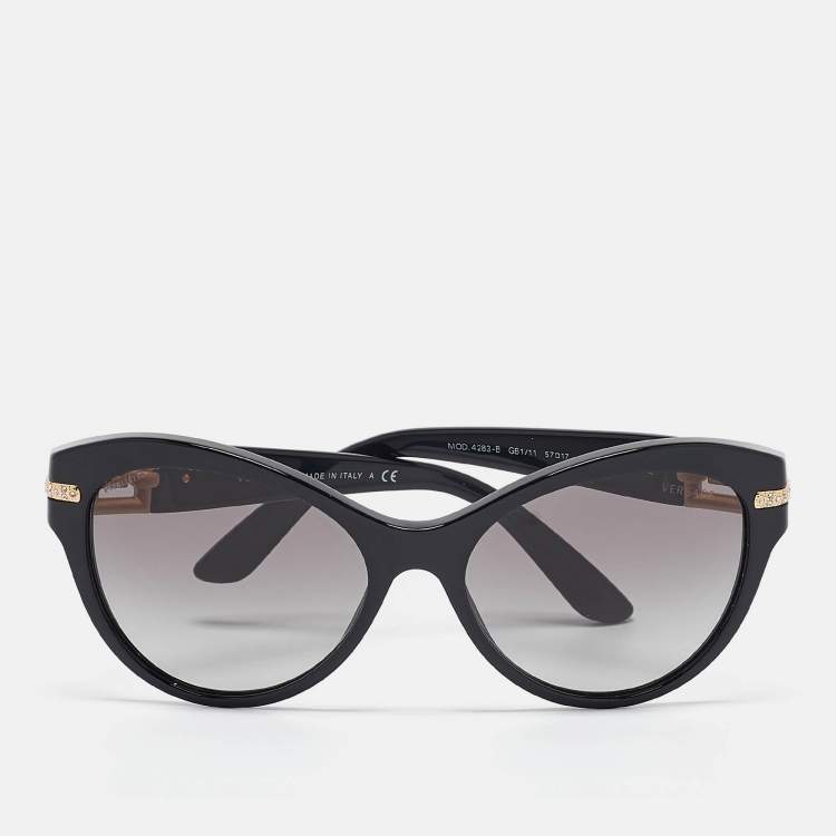Pre Owned Versace Black Gradient MOD. 4283-B Crystals Cat Eye Sunglasses