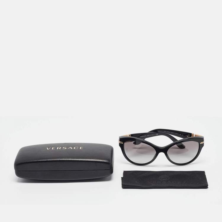 Pre Owned Versace Black Gradient MOD. 4283-B Crystals Cat Eye Sunglasses
