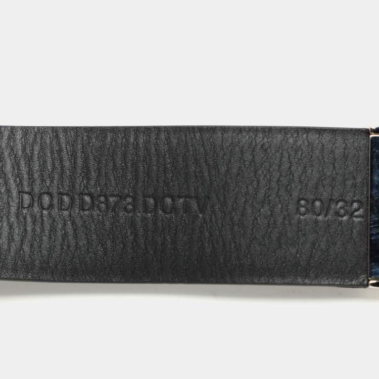 Pre Owned Versace Black Leather Chain Belt 80CM