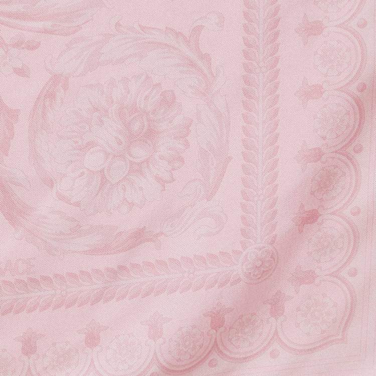 Pre Owned Versace Pink Floral Print Silk Square Scarf