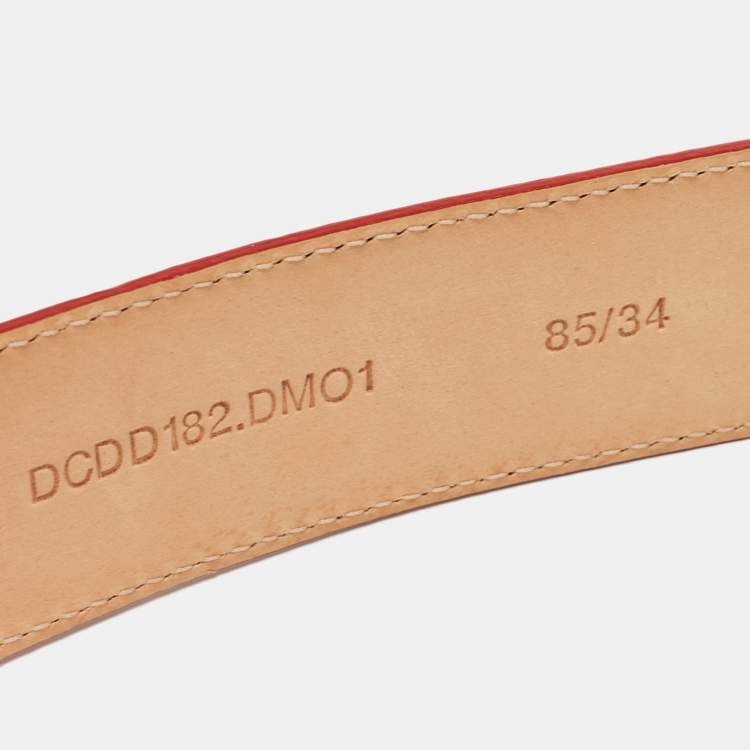 Pre Owned Versace Red Leather Medusa Buckle Belt 85 CM