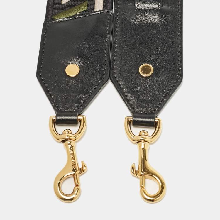 Pre Owned Versace Black Canvas and Leather La Greca Signature Shoulder Bag Strap