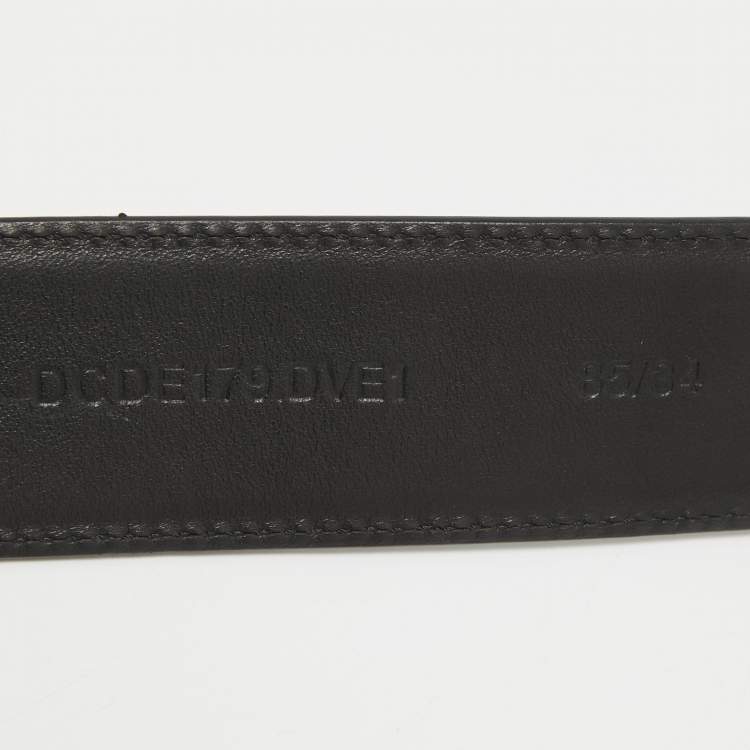 Pre Owned Versace Black Patent Leather Medusa Head Buckle Belt 85CM