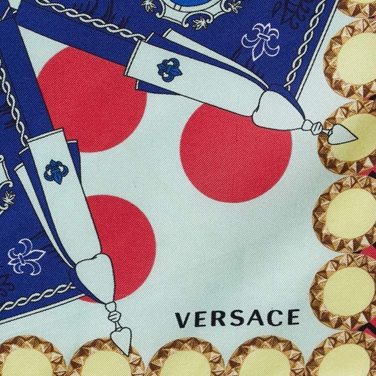 Pre Owned Versace Multicolor Printed Silk Scarf 