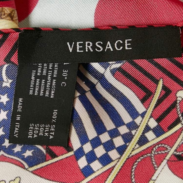 Pre Owned Versace Multicolor Printed Silk Scarf 