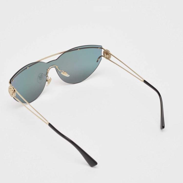 Pre Owned Versace Black Mirror Medusa MOD 2186 Butterfly Sunglasses
