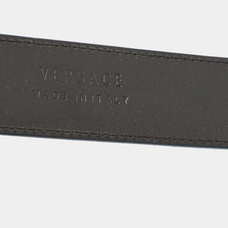 Pre Owned Versace Blue Leather Medusa Head Buckle Belt