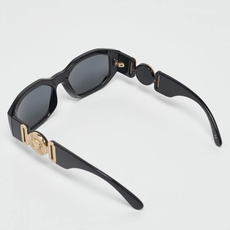 Pre Owned Versace Black 4361 Medusa Biggie Rectangular Sunglasses