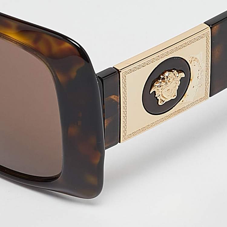 Pre Owned Versace Havana/Brown VE4405 Medusa Square Sunglasses