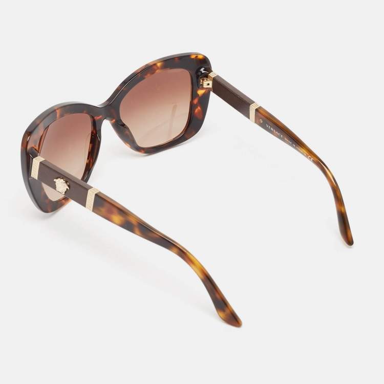Pre Owned Versace Tortoise Brown Gradient Medusa Butterfly Sunglasses