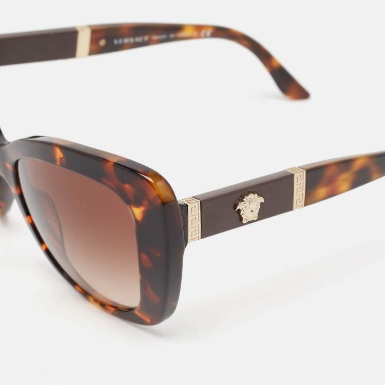Pre Owned Versace Tortoise Brown Gradient Medusa Butterfly Sunglasses