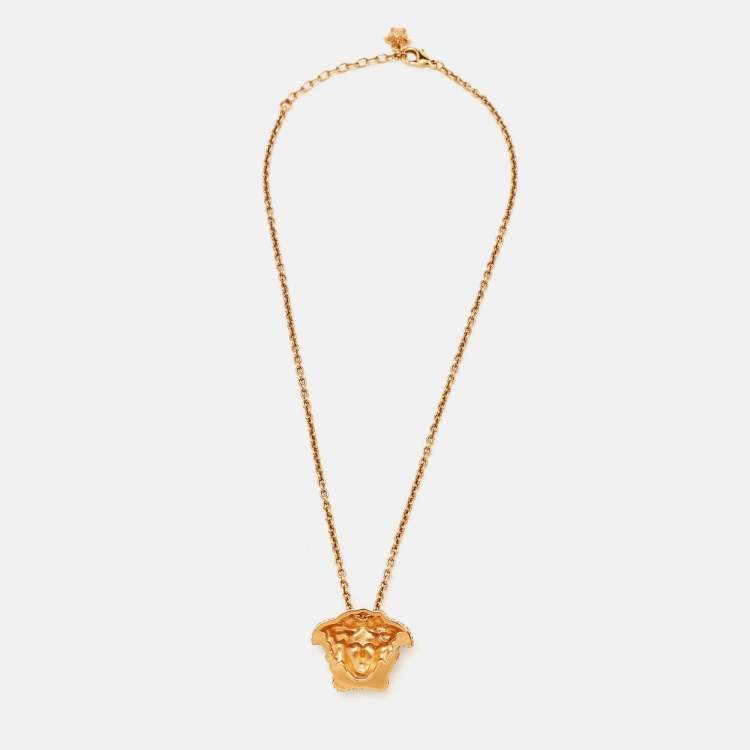 Pre Owned Versace Medusa Crystal Gold Tone Necklace