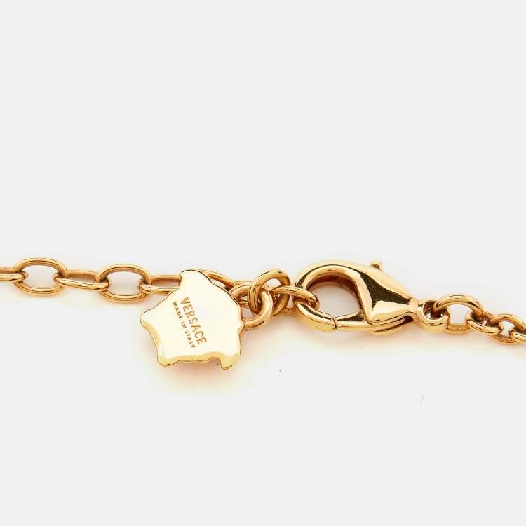Pre Owned Versace Medusa Crystal Gold Tone Necklace