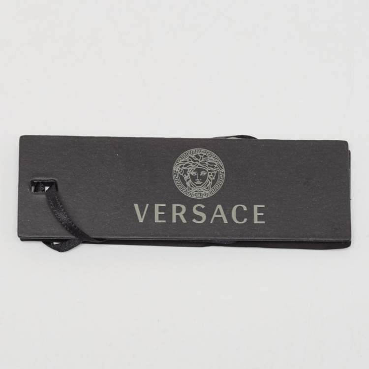 Pre Owned Versace Black Leather La Medusa Slim Buckle Belt 90CM