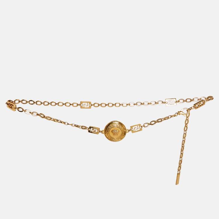 Pre Owned Versace Medusa Gold Tone Chain Belt