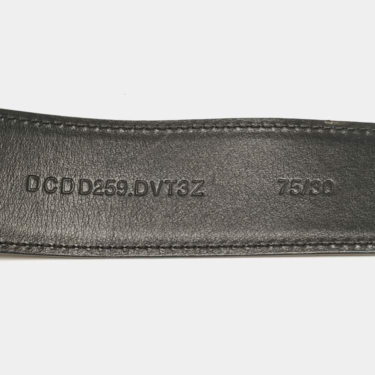 Pre Owned Versace Black Leather Medusa Head Buckle Belt 75 CM