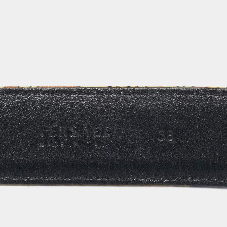 Pre Owned Versace Multicolor Baroque Print Fabric Buckle Waist Belt