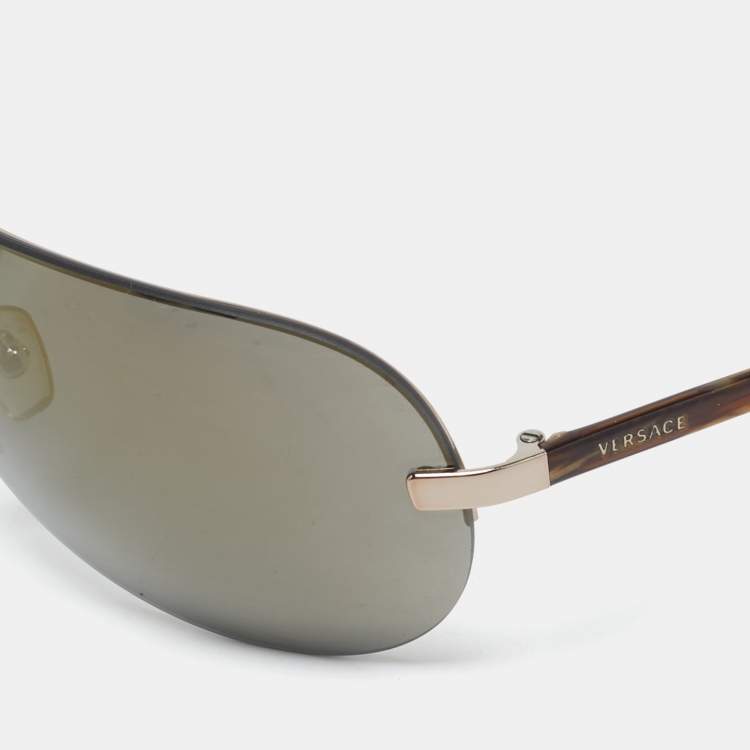 Pre Owned Versace Black MOD. 2117 Aviator Sunglasses