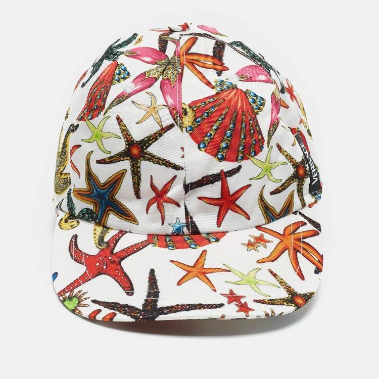 Pre Owned Versace White Printed Trésor de la Mer Cap