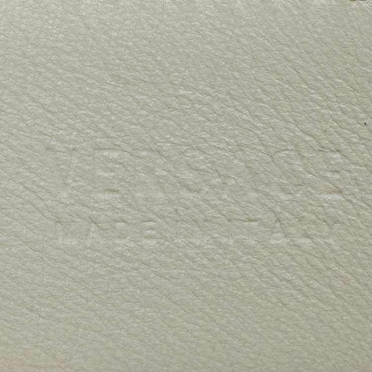 Pre Owned Versace White Leather Medusa Square Buckle Belt 85 CM