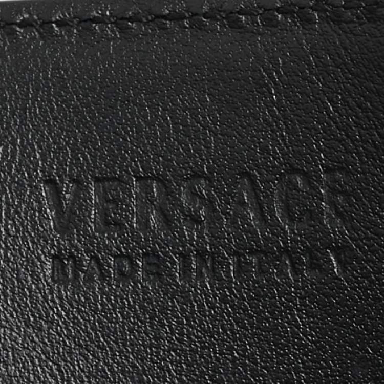 Pre Owned Versace Black Patent Leather Medusa Buckle Belt 85 CM