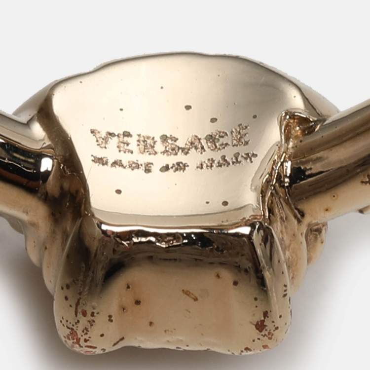 Pre Owned Versace Gold Tone Medusa Ring Size 53