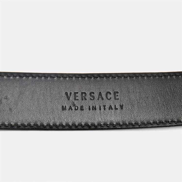 Pre Owned Versace Black Leather Icon Medusa Belt 90CM