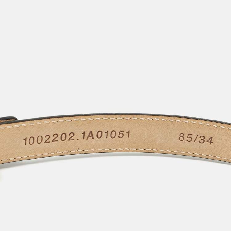Pre Owned Versace Black Leather Logo Crystals Waist Belt 85CM