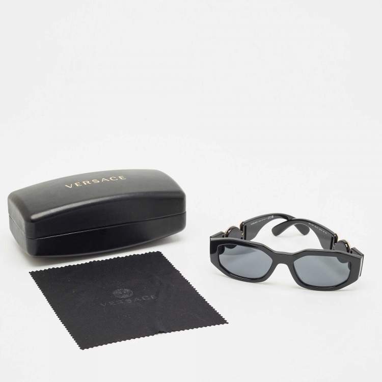 Pre Owned Versace Black Medusa Biggie MOD.4361 Rectangle Sunglasses 