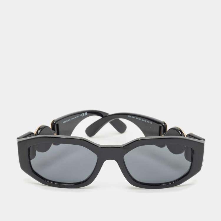 Pre Owned Versace Black Medusa Biggie MOD.4361 Rectangle Sunglasses 