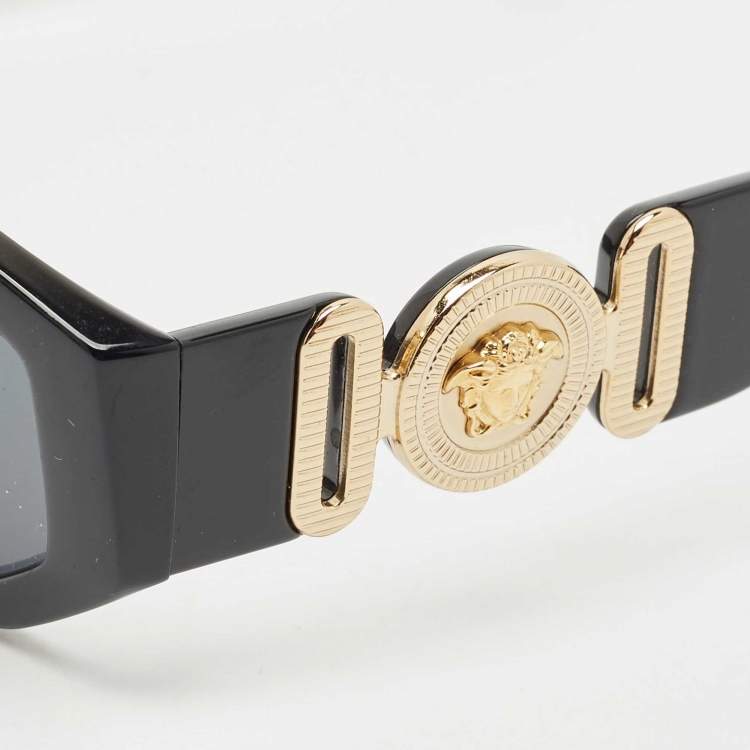 Pre Owned Versace Black Medusa Biggie MOD.4361 Rectangle Sunglasses 