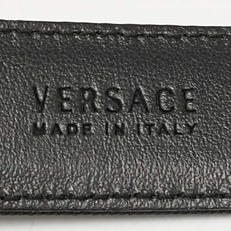 Pre Owned Versace Black Leather Medusa Slim Belt 