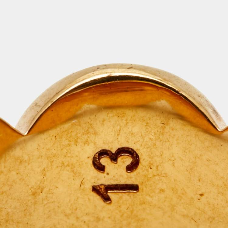 Pre Owned Versace Medusa Gold Tone Ring Size 53