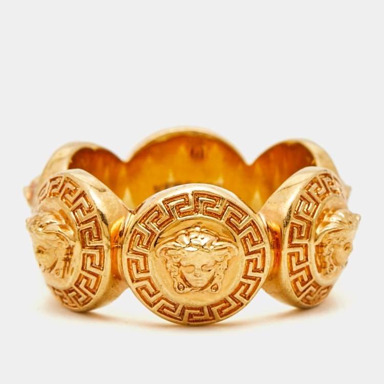 Pre Owned Versace Medusa Gold Tone Ring Size 53