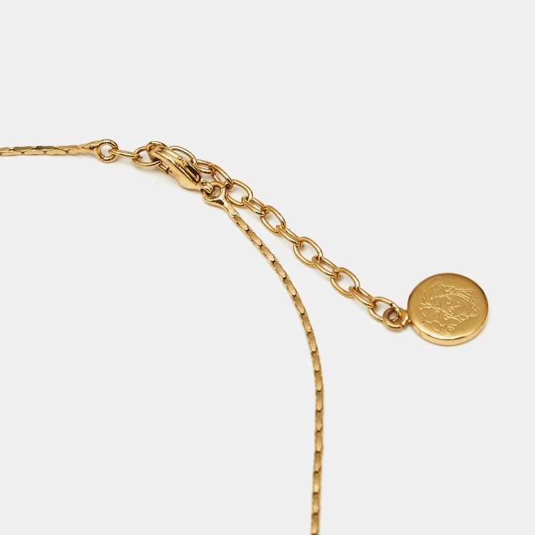 Pre Owned Versace Crystals Enamel Gold Tone Necklace