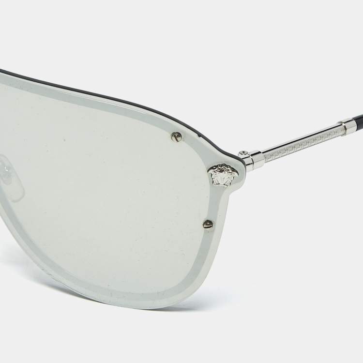 Pre Owned Versace Grey Mirrored MOD. 2180 Medusa Shield Sunglasses