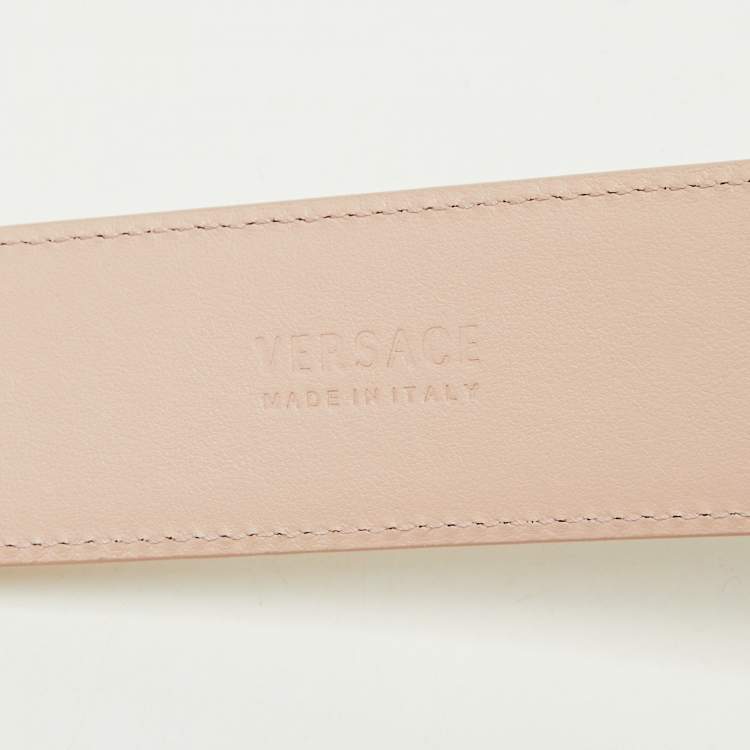 Pre Owned Versace Pink Patent Leather Medusa Square Buckle Belt 75CM