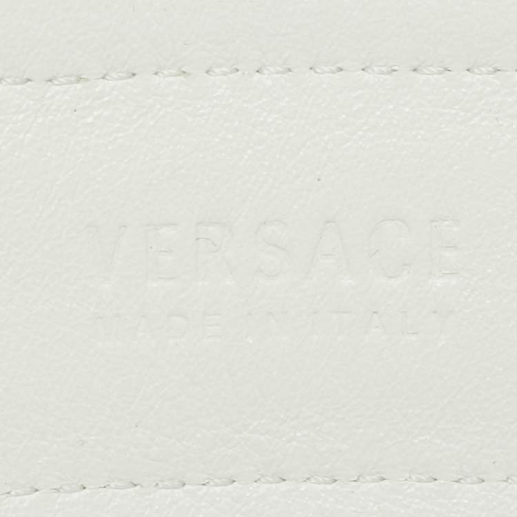 Pre Owned Versace White Leather Zip Detail Buckle Belt 70 CM