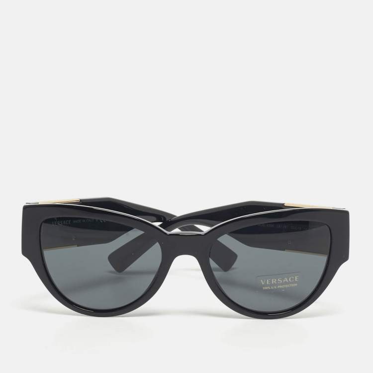 Pre Owned Versace Black MOD 4398 Medusa Cat Eye Sunglasses