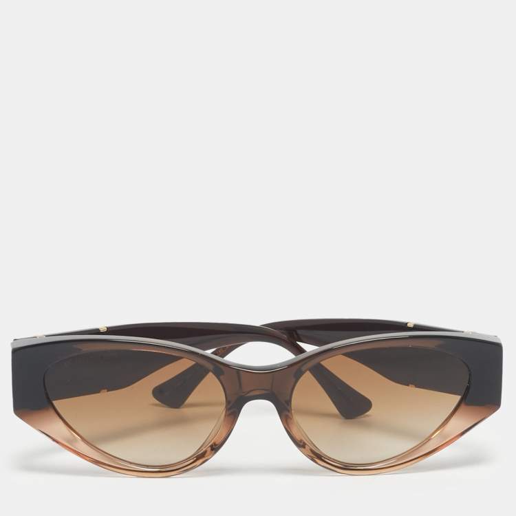 Pre Owned Versace Ombre Brown Gradient MOD 4454 Medusa Oval Sunglasses