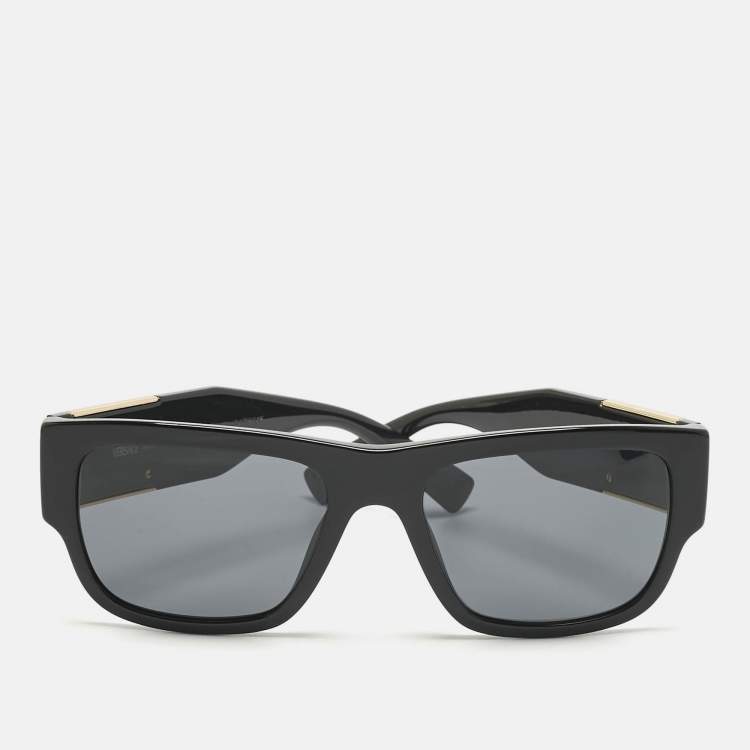 Pre Owned Versace Black MOD 4406 Medusa Square Sunglasses