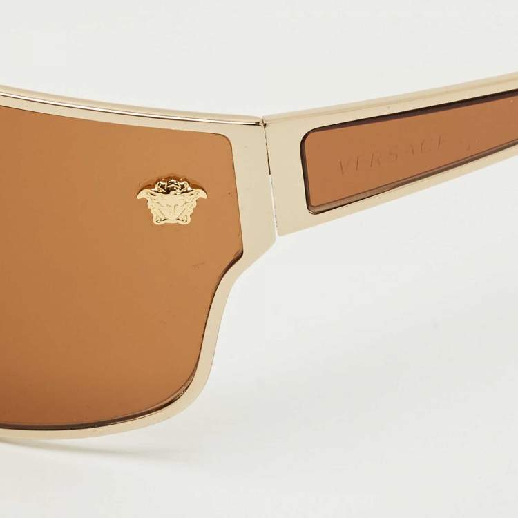 Pre Owned Versace Brown MOD 2206 Medusa Shield Sunglasses