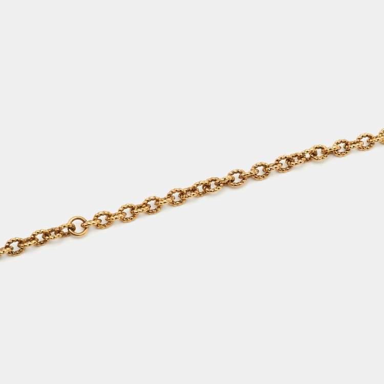 Pre Owned Versace Medusa Crystal Gold Tone Long Pendant Necklace