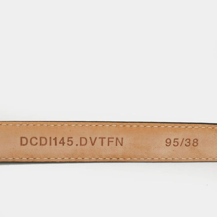 Pre Owned Versace Green Leather Medusa Buckle Slim Belt 95 CM