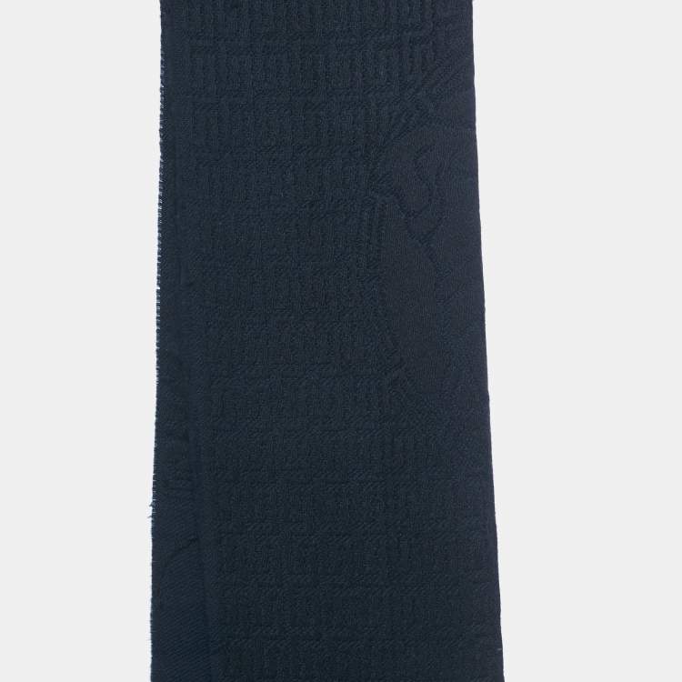 مملوكة مسبقًا شال فيرساتشي صوف جاكار شعار أزرق