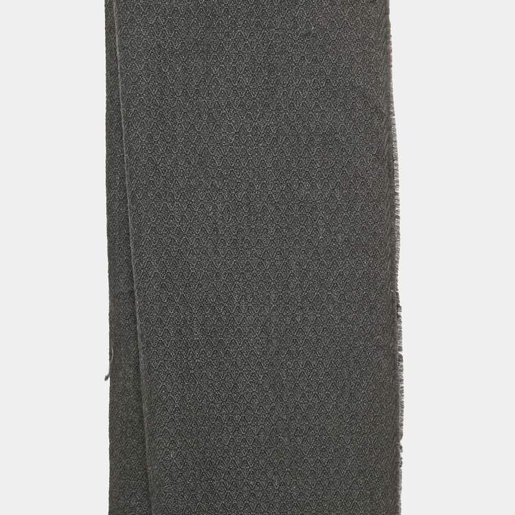 Pre Owned Versace Grey Jacquard Wool Stole 